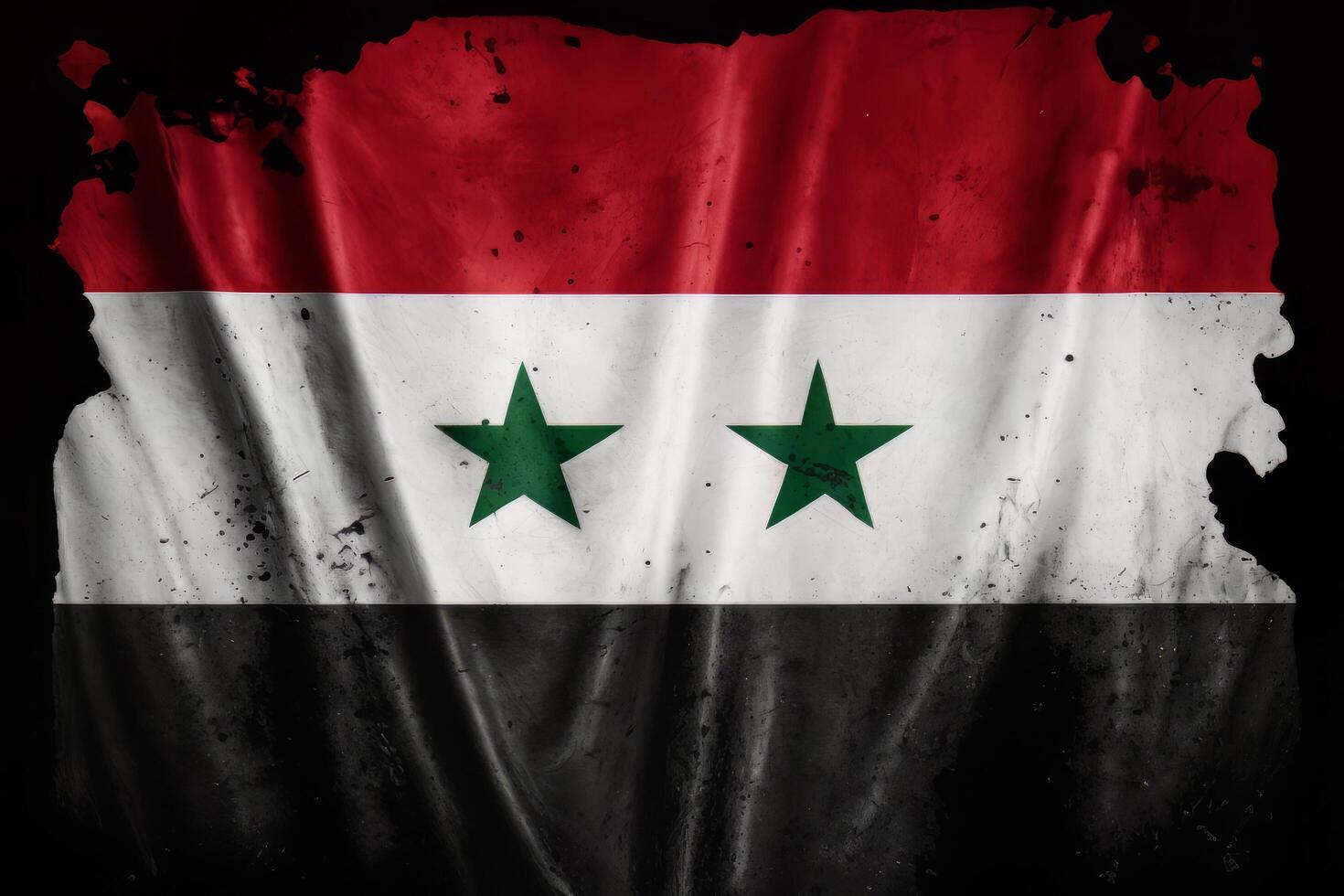 golvend zijde vlag van Syrië. illustratie ai generatief foto