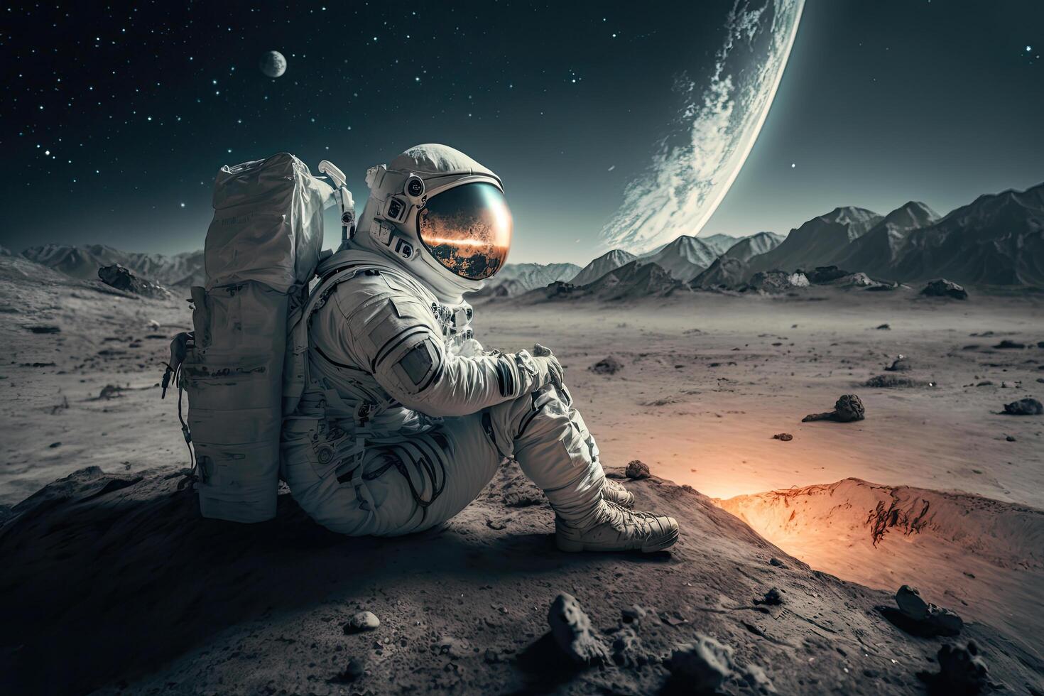 astronaut in Open ruimte. illustratie ai generatief foto