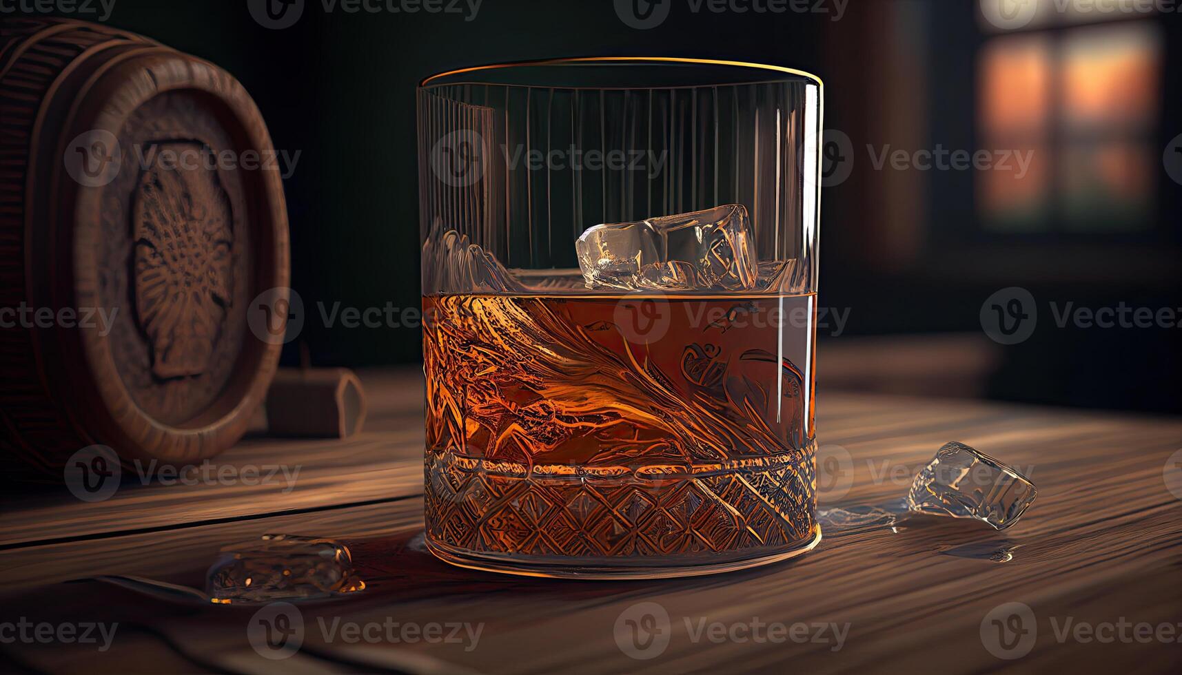 glas van whisky binnen, duur alcoholisch drinken generatief ai illustratie foto