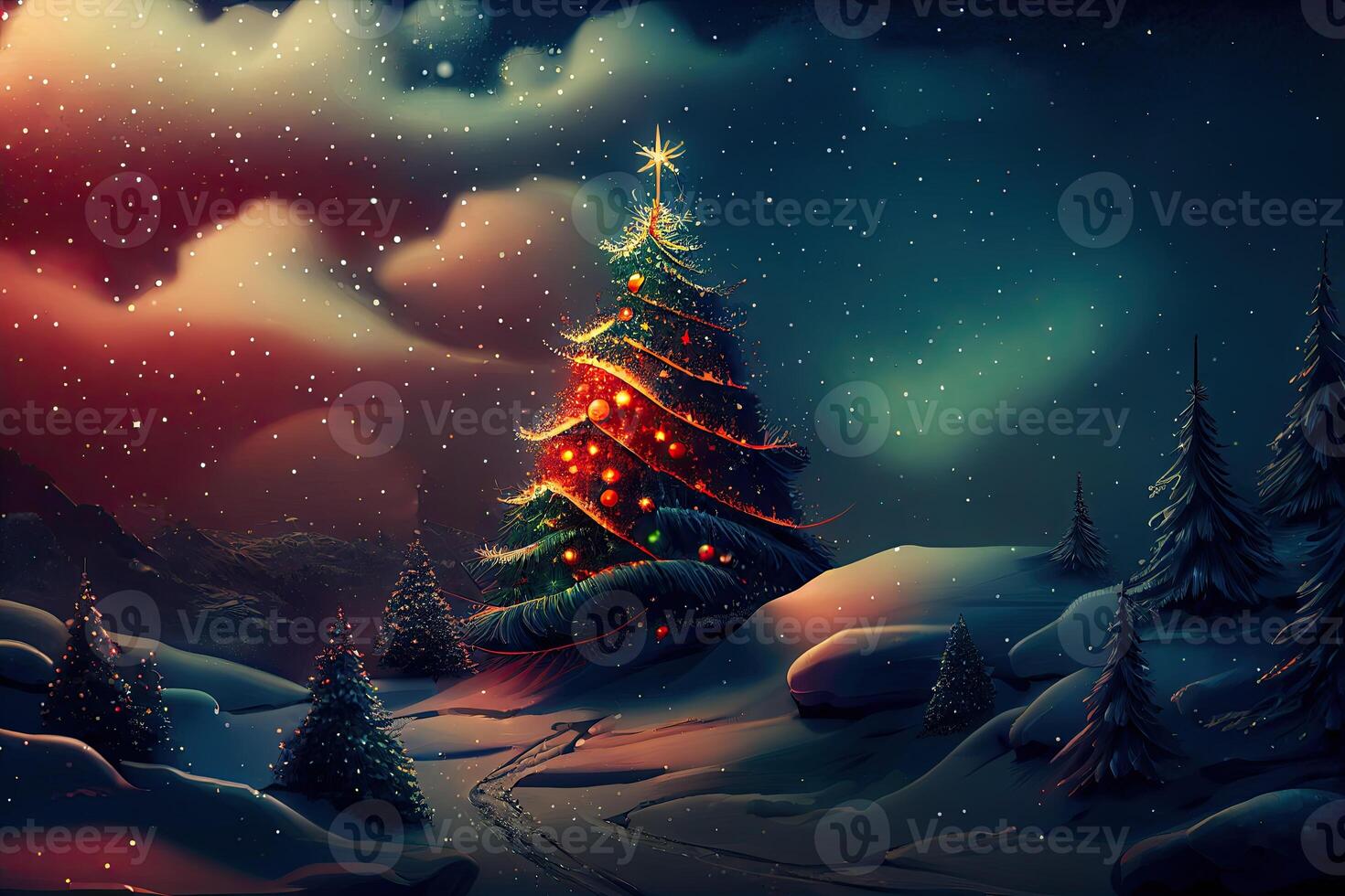 nieuw jaar en vrolijk Kerstmis vakantie winter achtergrond. Kerstmis decoraties, backdrop met kopiëren ruimte, generatief ai foto