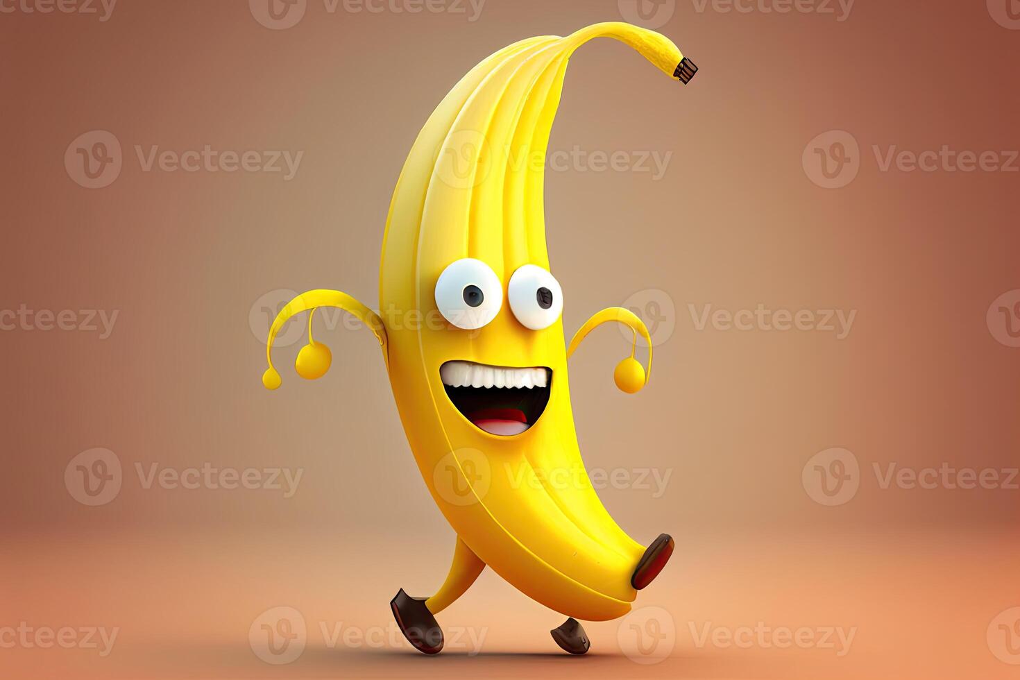 grappig schattig banaan karakter ontwerp, generatief ai foto