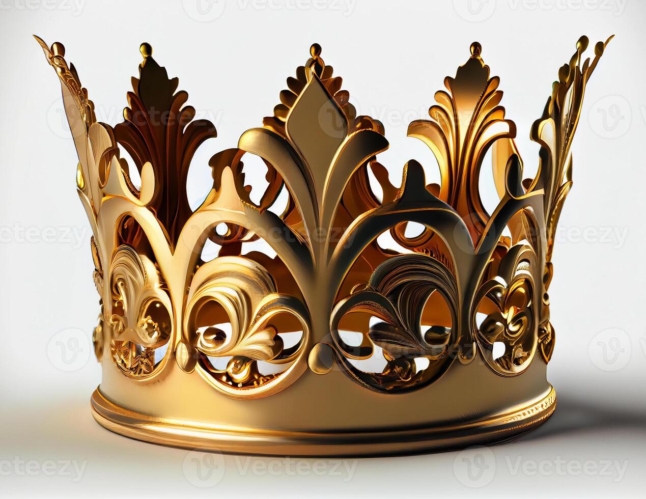 gouden kroon Aan een wit achtergrond. gouden ornament voor de hoofd. ai gegenereerd foto