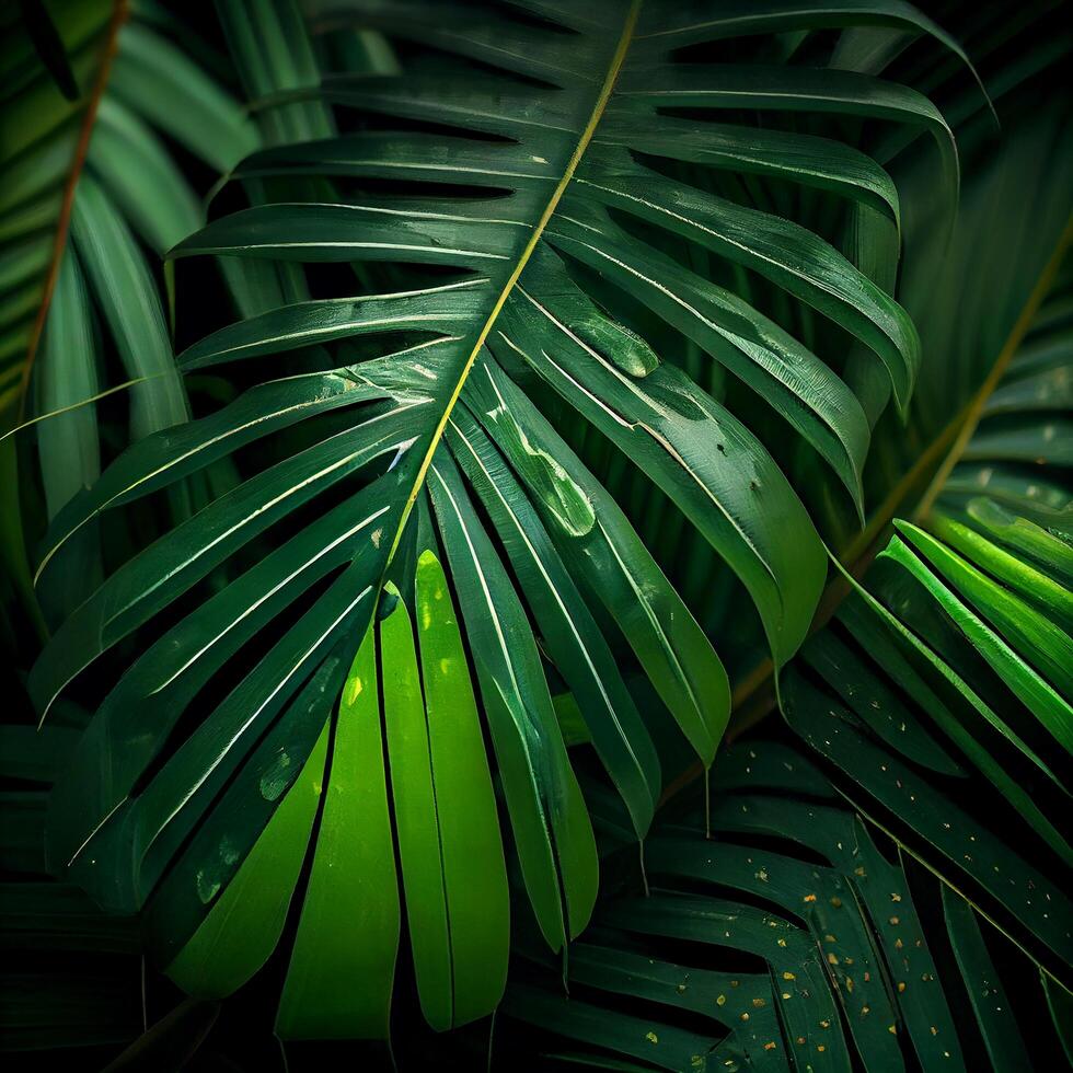 natuurlijk tropisch palm feaf achtergrond. generatief ai foto