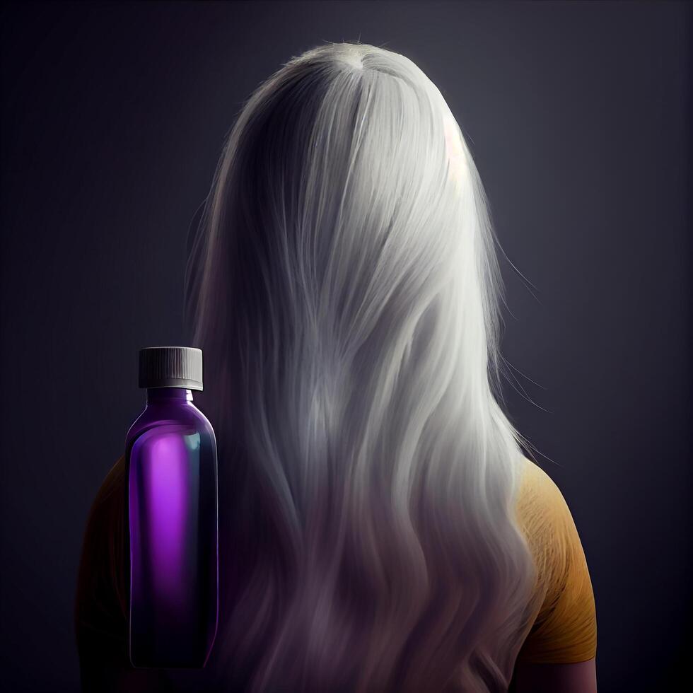 elegant haar- zorg verstuiven fles vervagen achtergrond. illustratie generatief ai foto