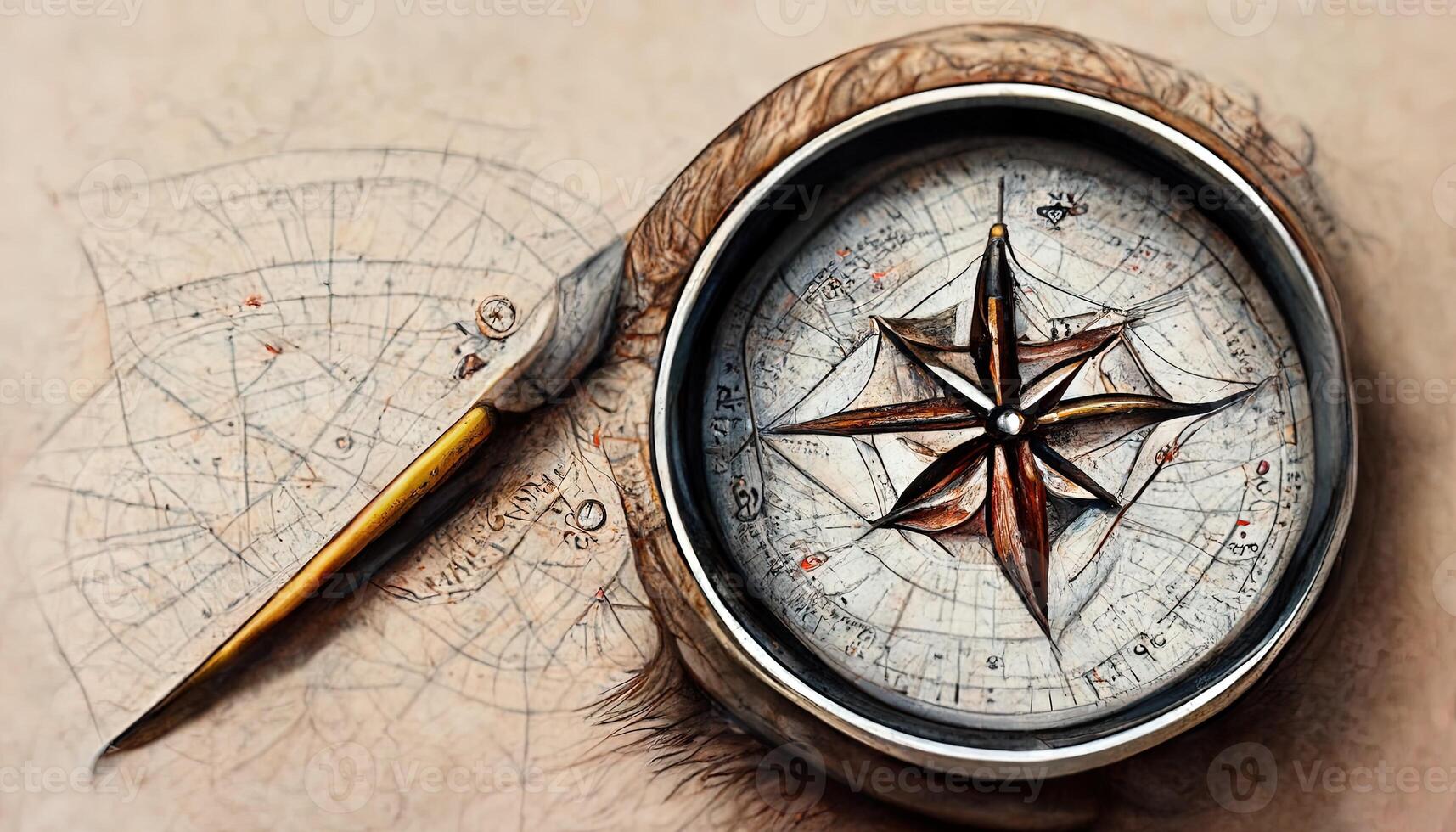 illustratie van een oud kompas foto