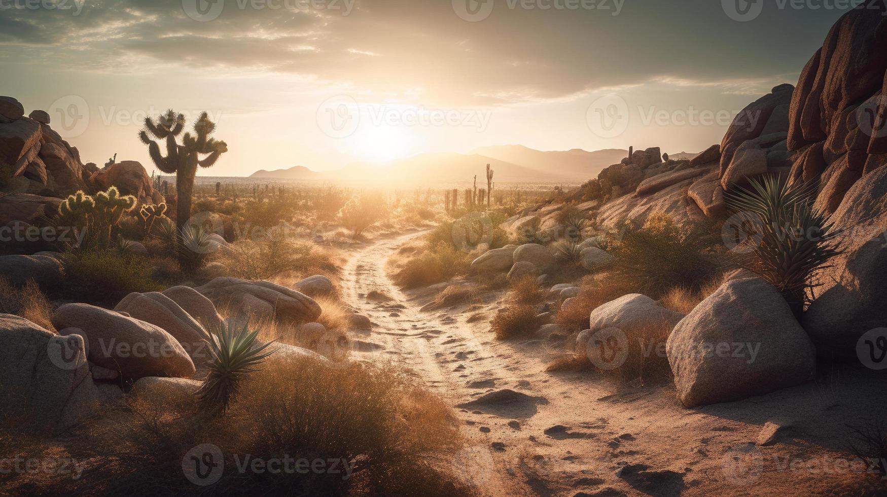 zonsondergang in Joshua boom nationaal park, Californië, Verenigde staten foto