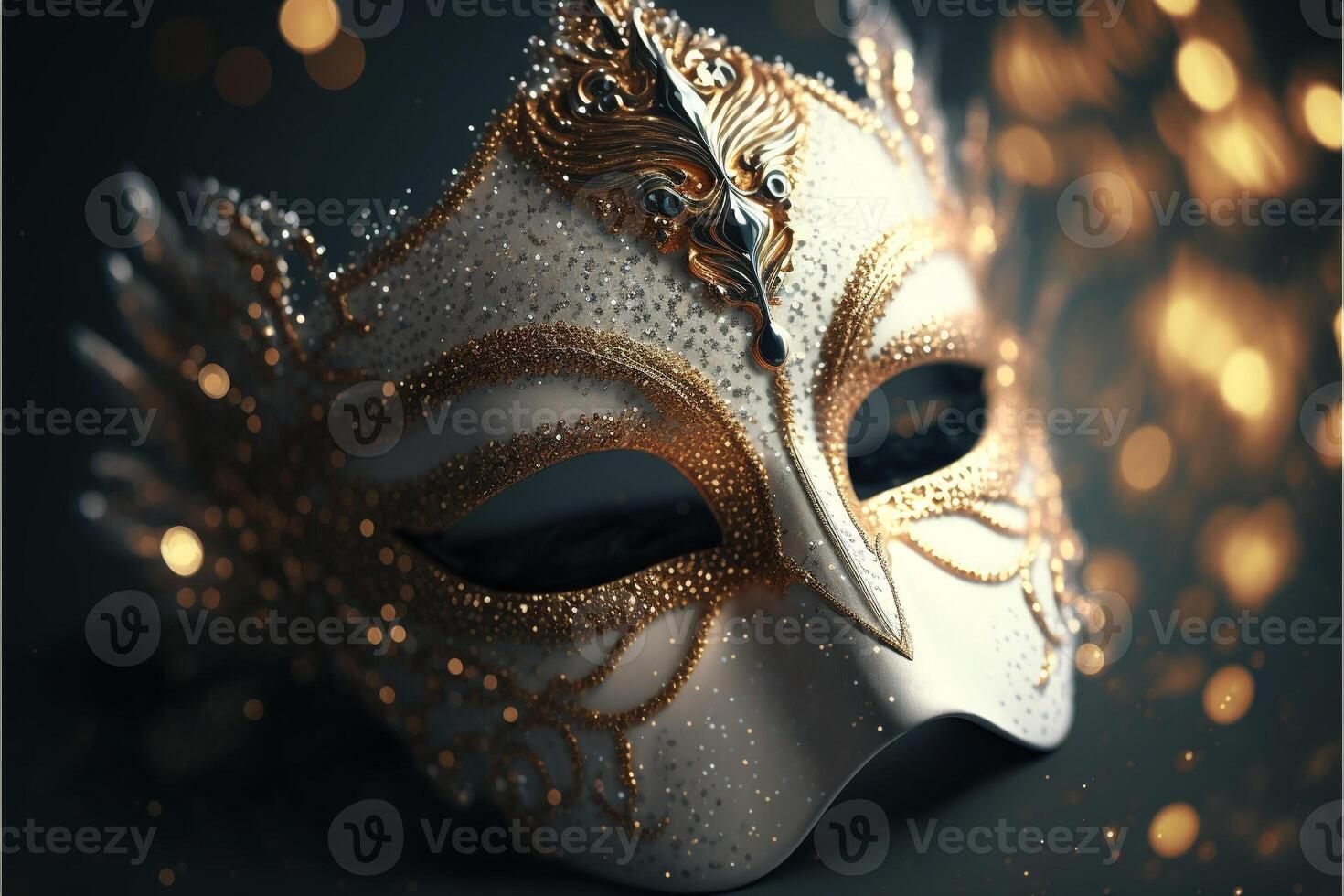 Venetiaanse carnaval masker met veren, generatief ai. foto