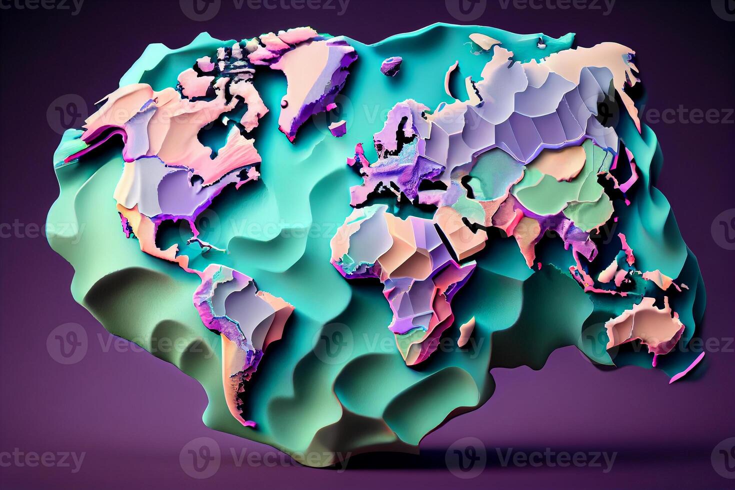 gekleurde was- wereld kaart van de wereld illustratie generatief ai foto