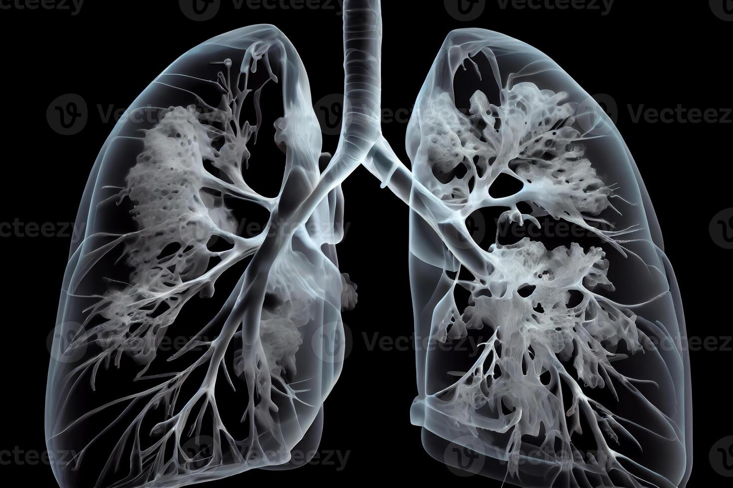 röntgenstraal van menselijk longen illustratie generatief ai foto