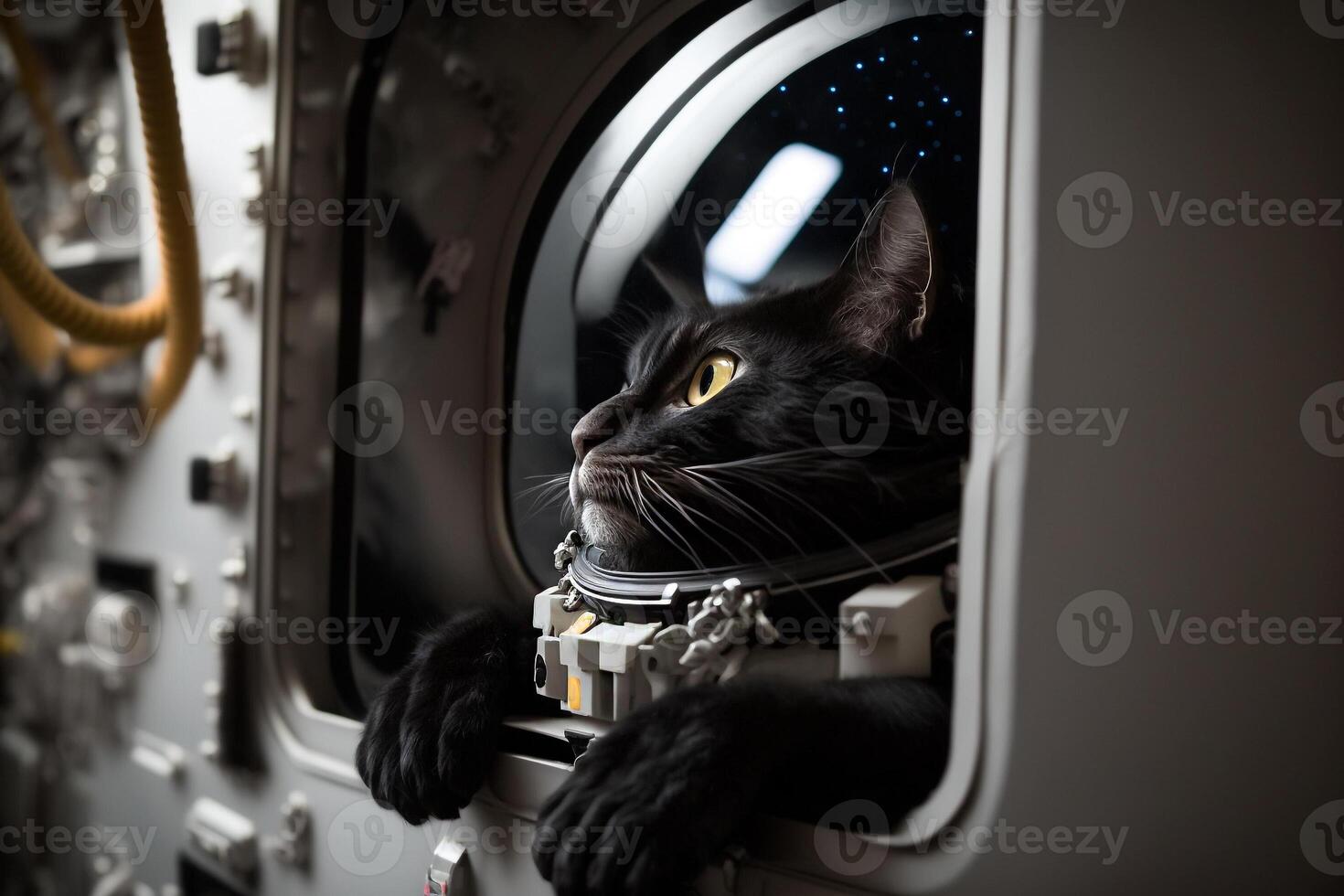 kat astronaut in een ruimte pak generatief ai foto