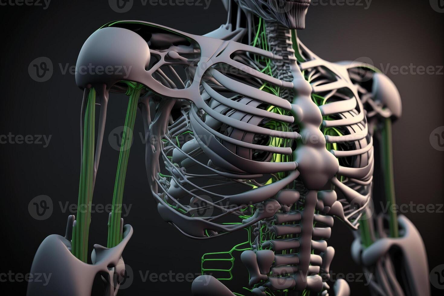 robot menselijk cyborg skelet illustratie generatief ai foto