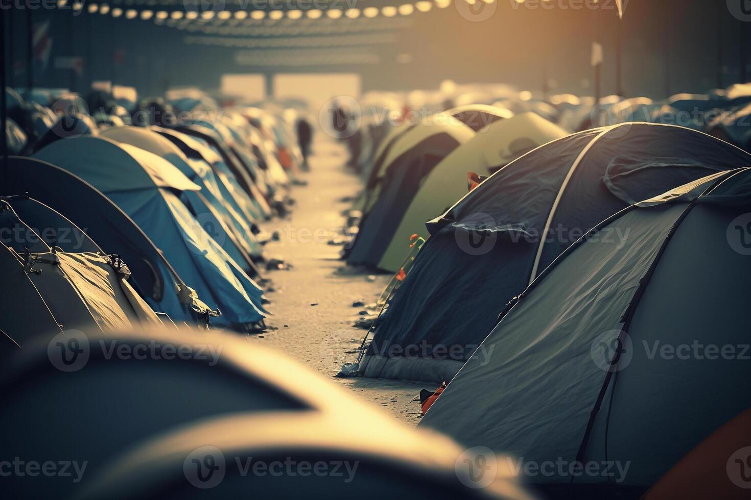 vluchteling kamp tenten illustratie generatief ai foto