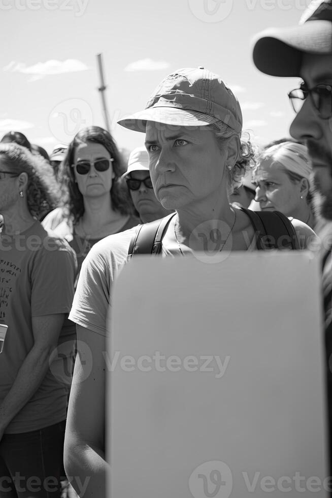 een groep van activisten protesteren tegen een voorgesteld. generatief ai foto