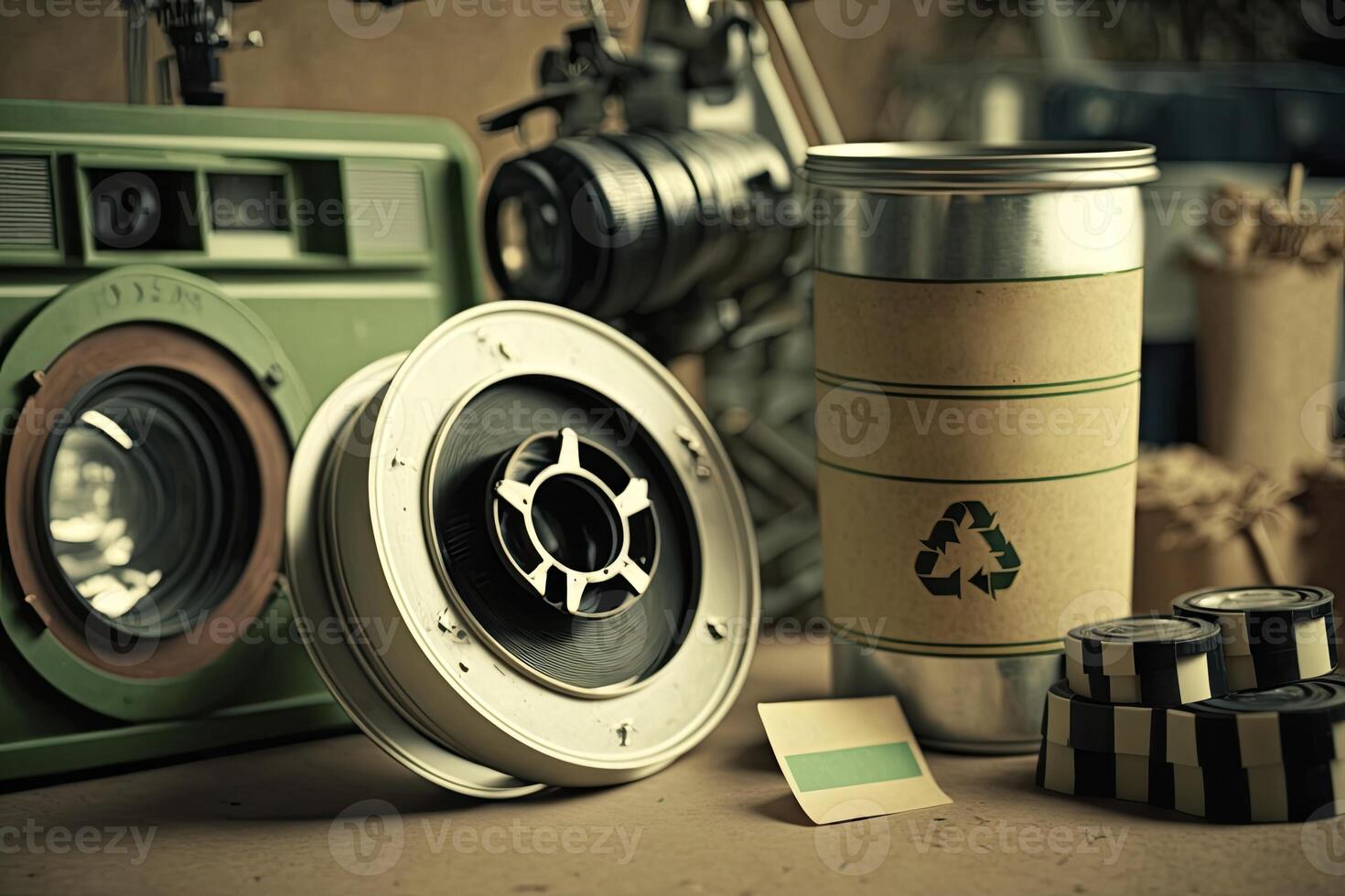 camera's gemaakt van gerecycled materialen. generatief ai foto