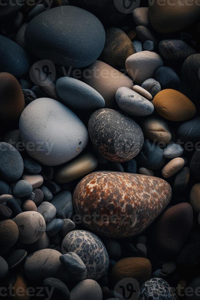 kiezelsteen stenen Aan de strand - zacht focus met wijnoogst filter foto