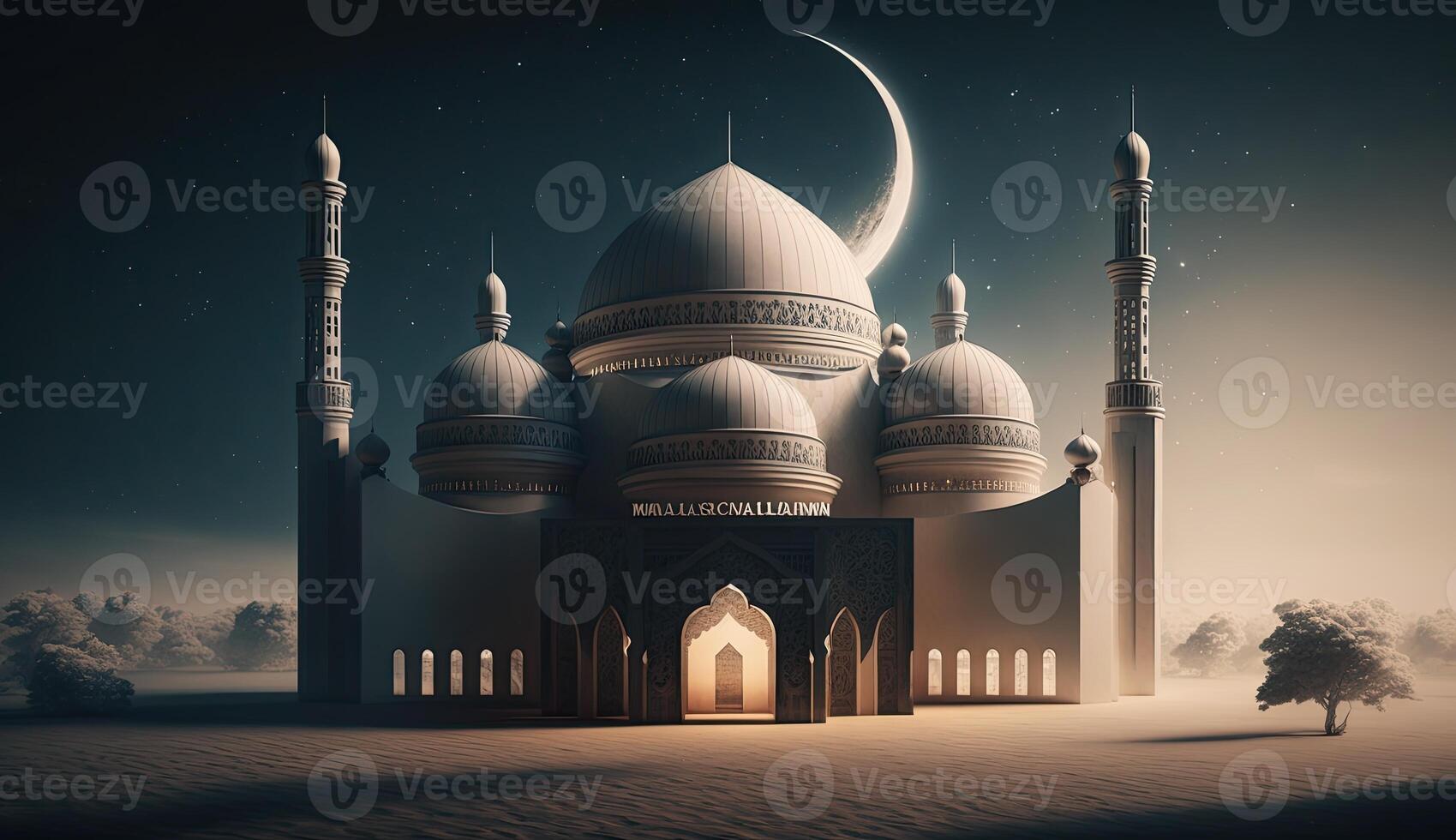 Ramadan kareem moskee van Islamitisch concept foto