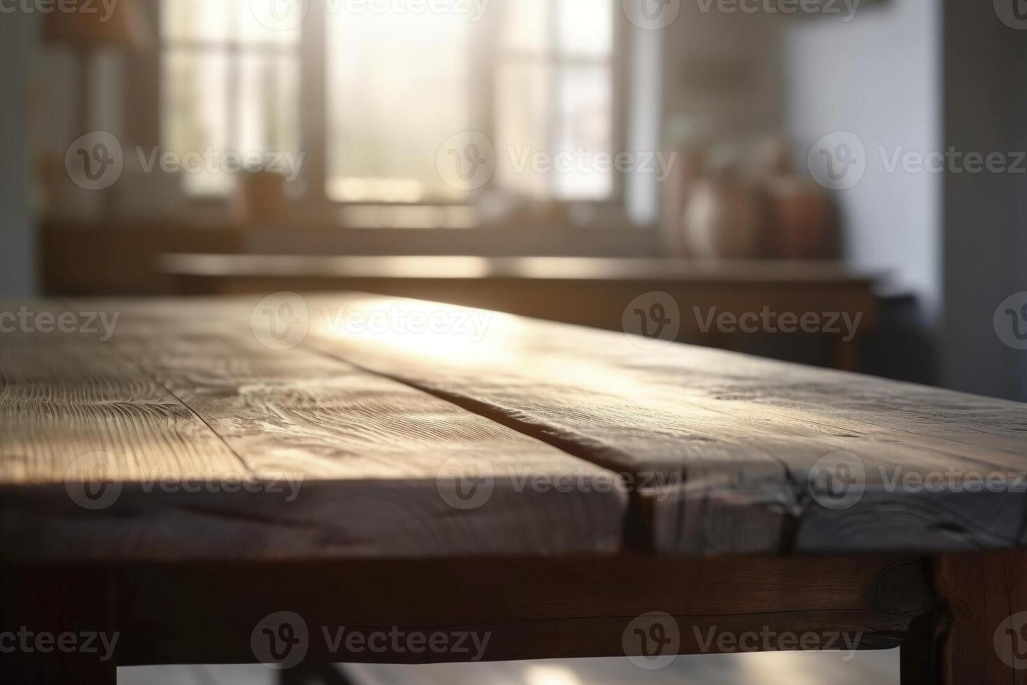 houten tafel bovenkant, gemaakt met generatief ai foto