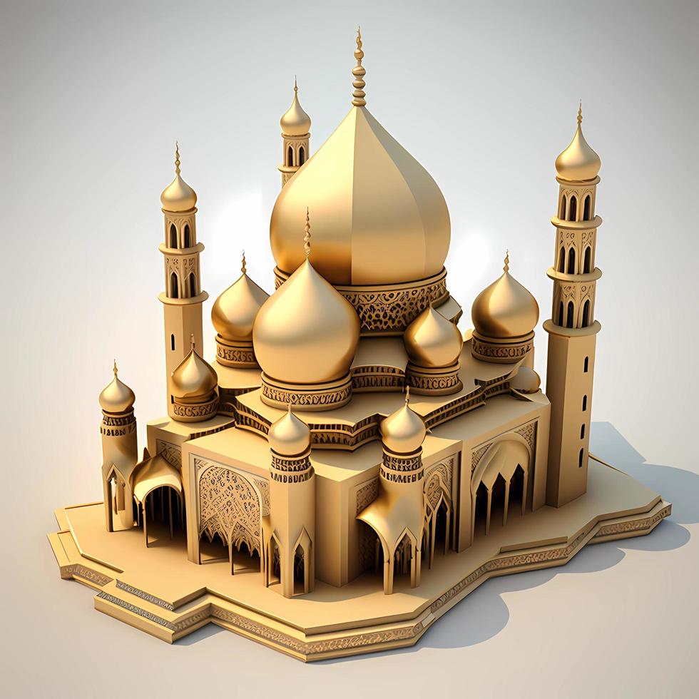 3d luxe moskee geschikt voor Islamitisch evenement foto