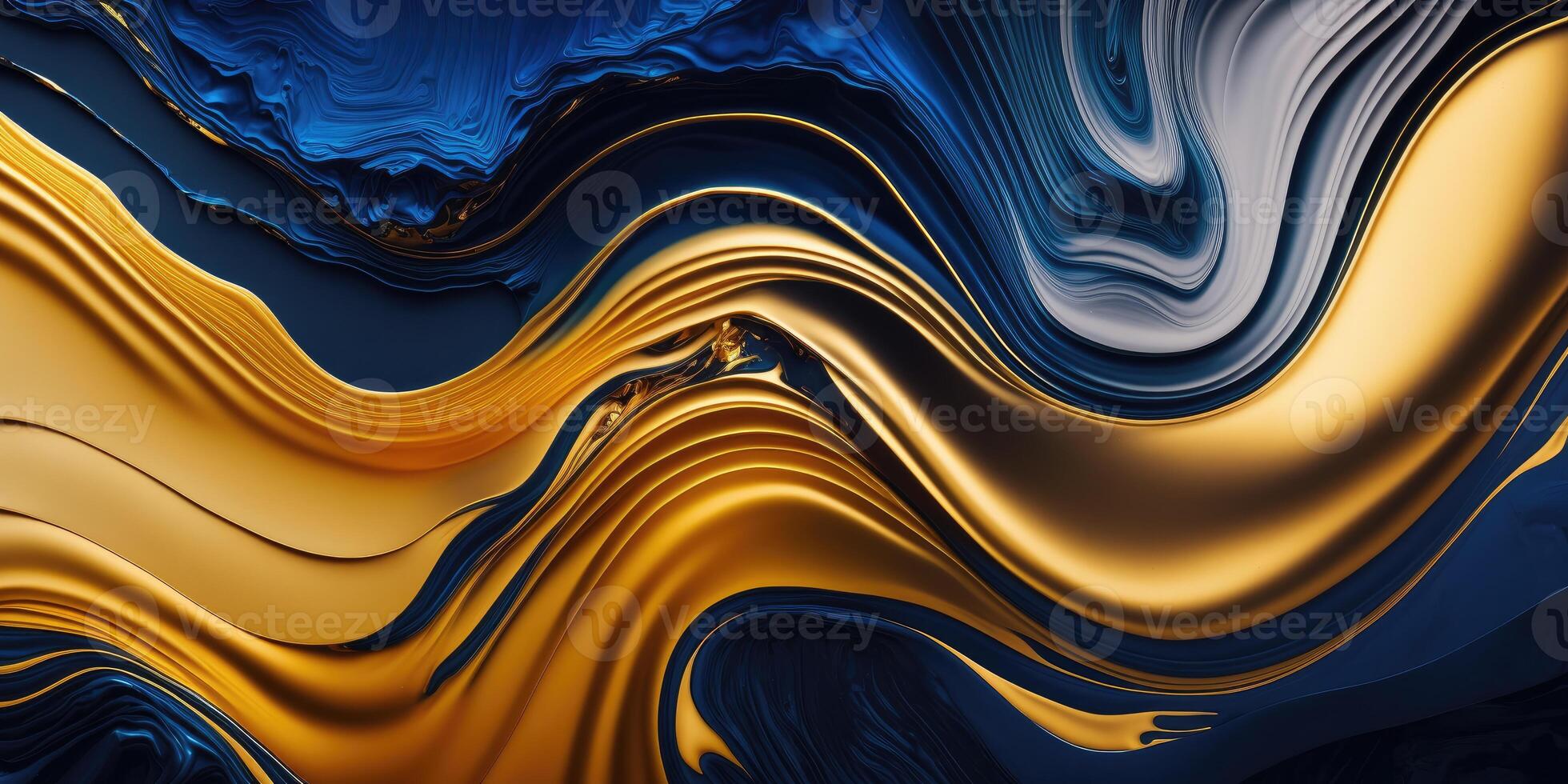 goud en marine blauw marmeren abstract achtergrond, waterverf verf structuur foto