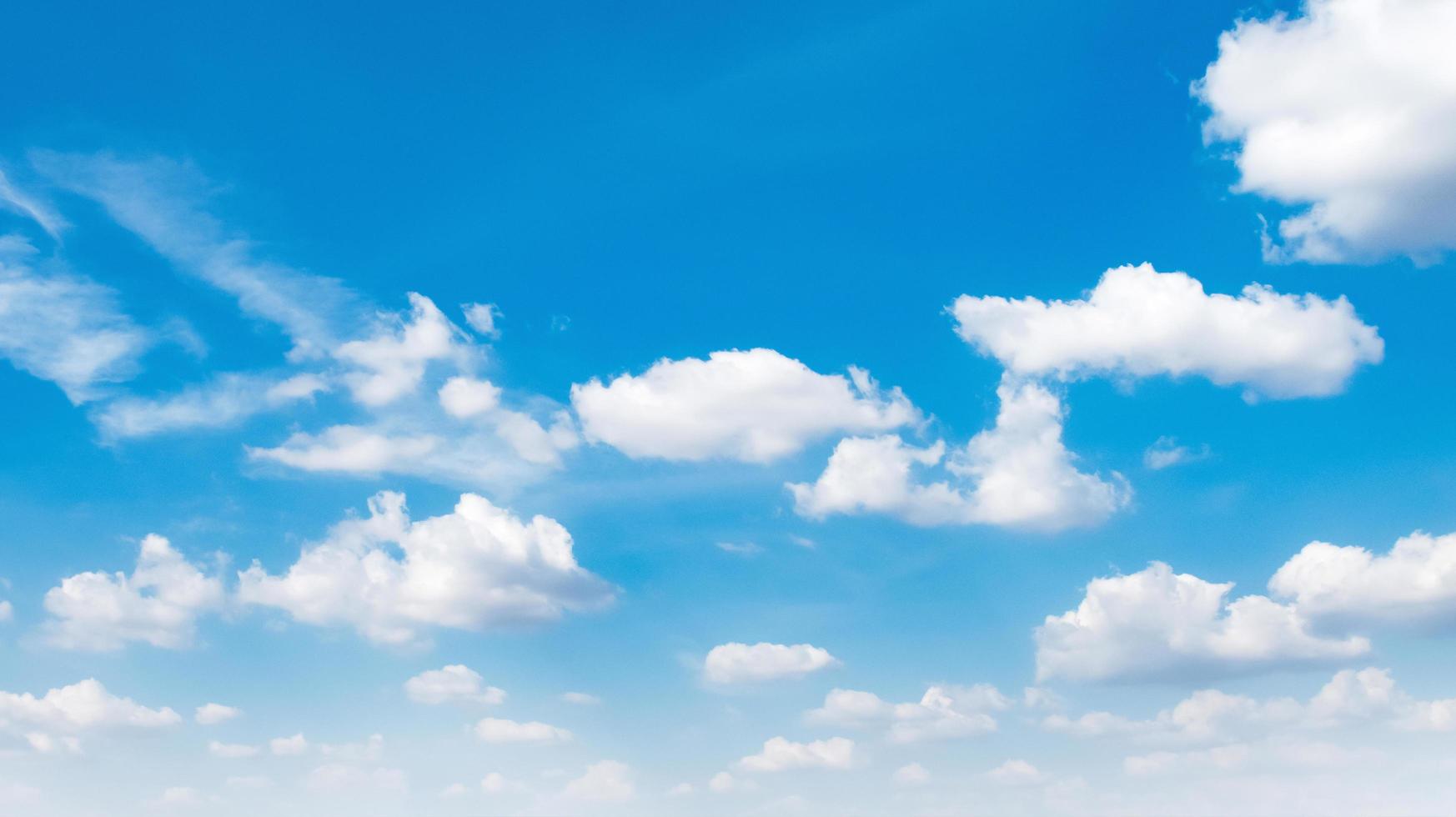 panorama blauwe hemel met wolken en zonneschijnachtergrond foto
