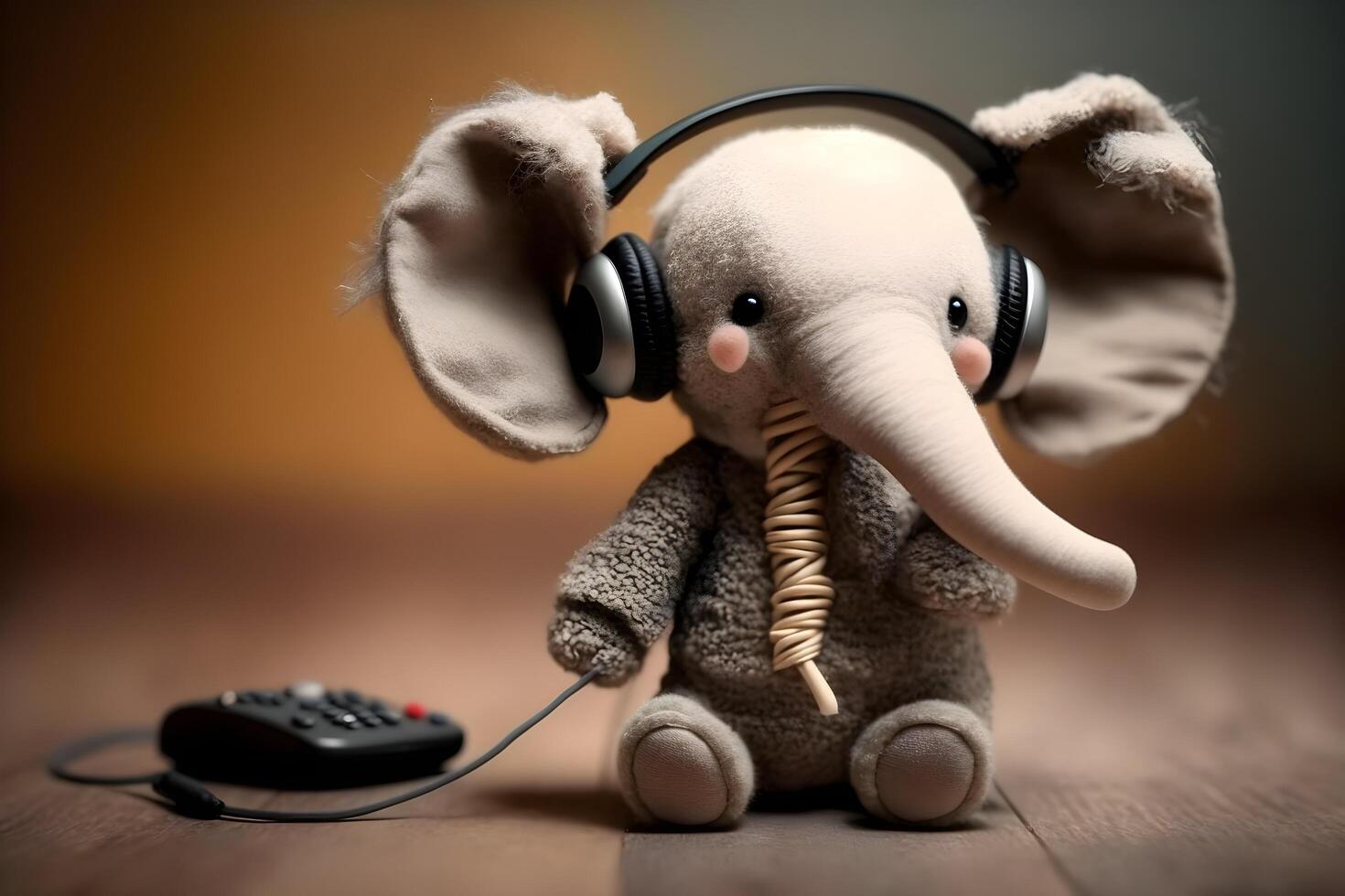 schattig olifant pop luisteren naar muziek- gemaakt door generatief ai technologie foto