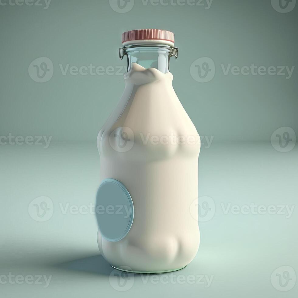 schattig melk wit fles Aan vlak achtergrond generatief ai foto