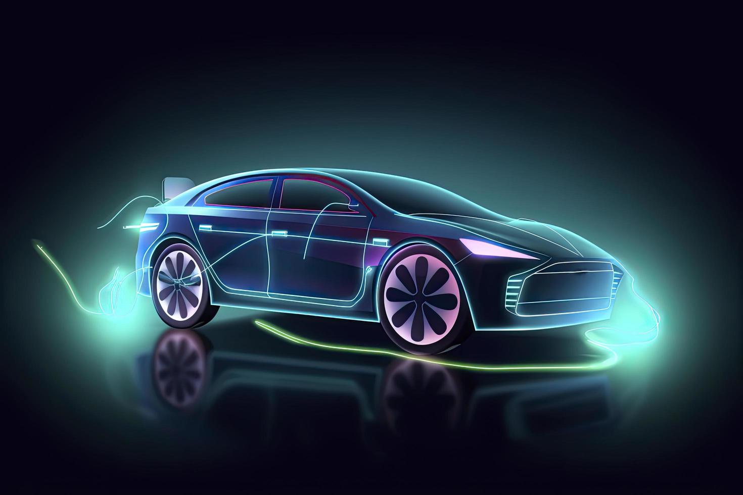 abstracte snelheid elektrische auto's in de afbeelding, elektrische auto's worden aangedreven door elektrische energie. toekomstige energie.op blauwe achtergrond foto