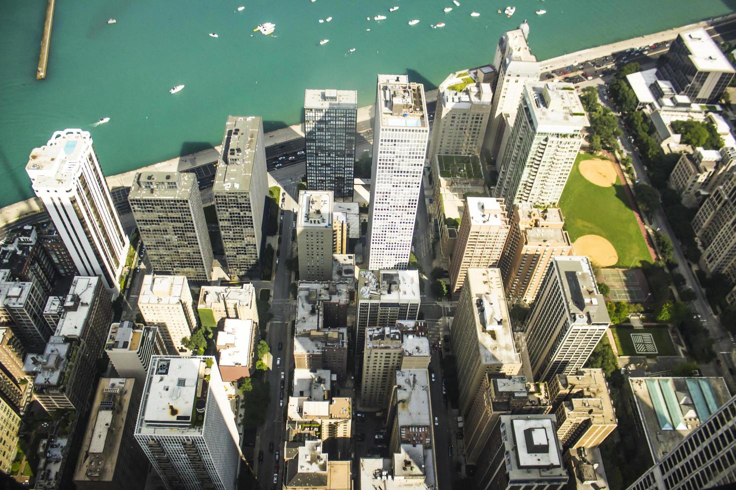 chicago, illinois 2016- chicago skyline van john hancock tower foto