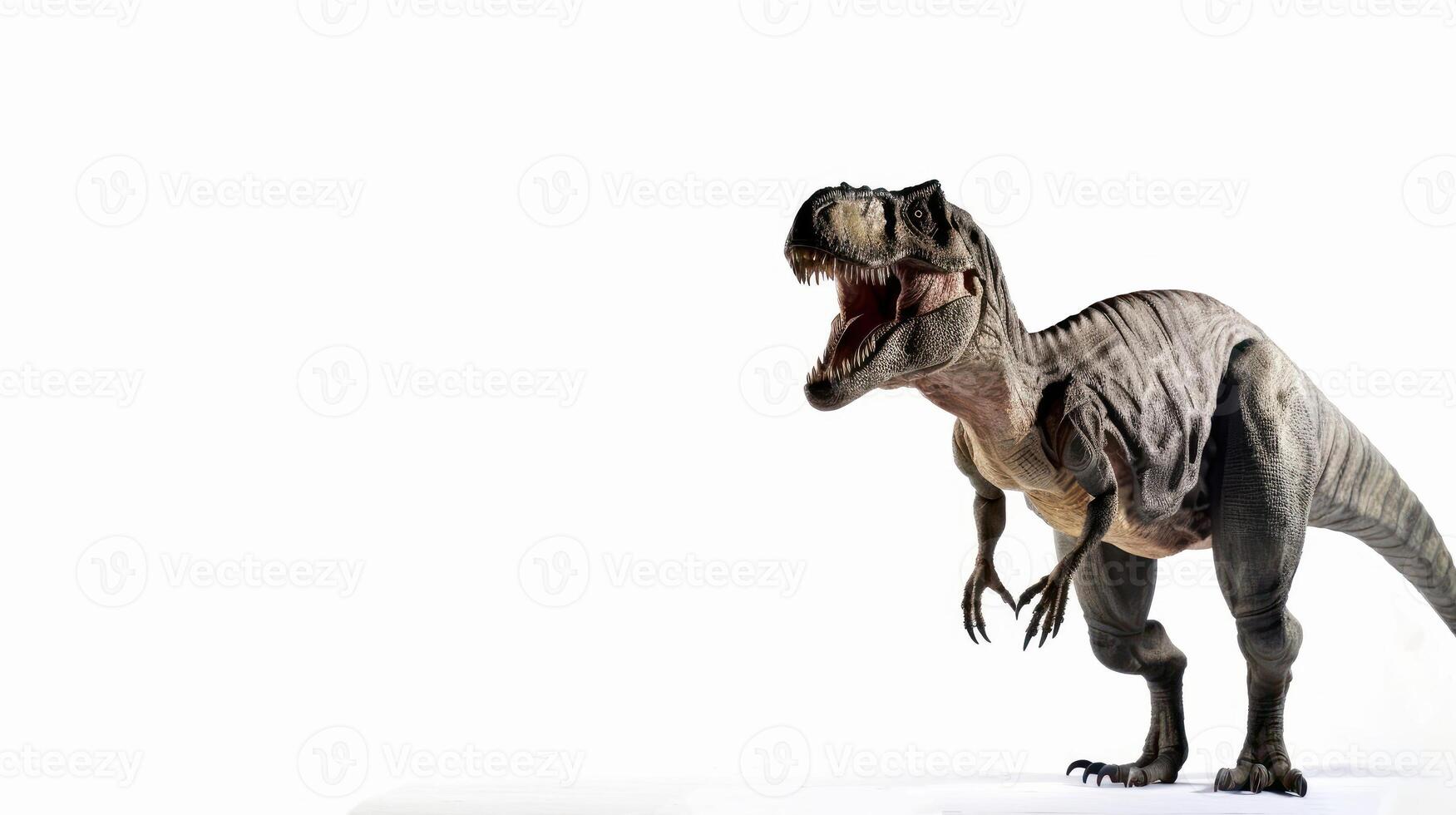 t-rex dinosaurus geïsoleerd Aan wit achtergrond. ai gegenereerd. foto