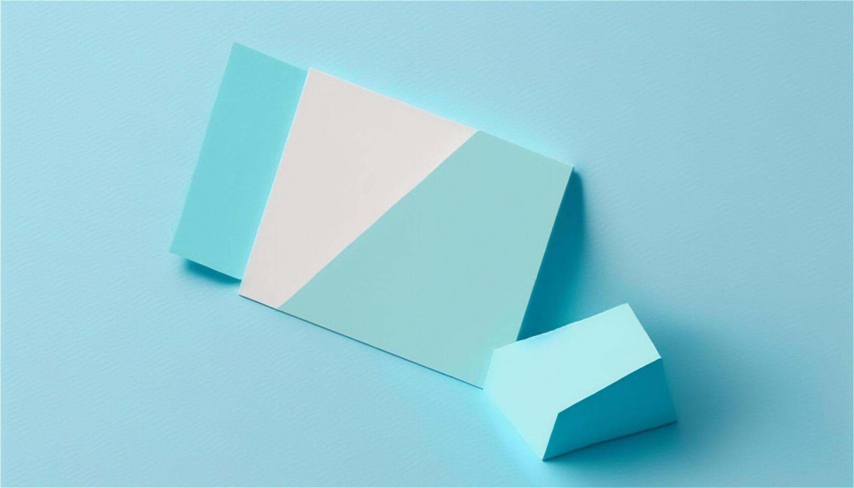 pastel blauw leeg papier structuur achtergrond sjabloon, banier voor reclame. rechthoekig meetkundig vormen. kopiëren ruimte. ruimte voor tekst. ai gegenereerd. foto