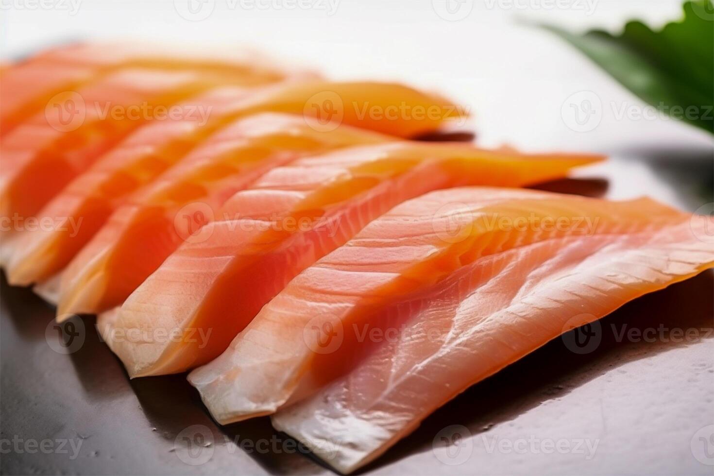 Japans sashimi, rauw vis vlees gesneden in stukken. generatief ai. foto