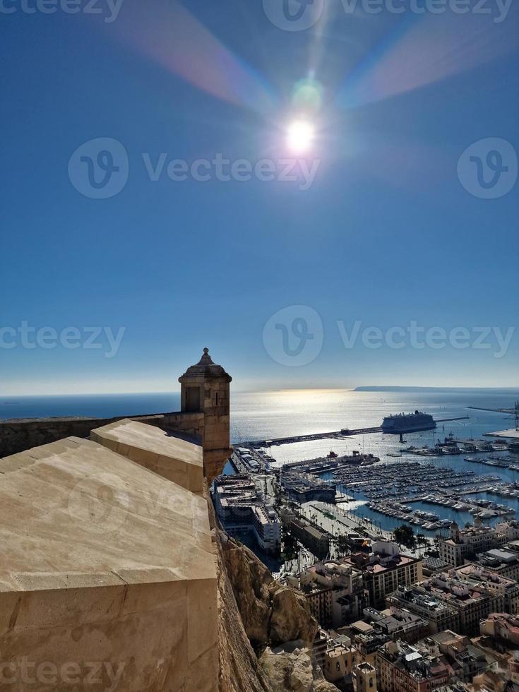 gezichtspunt kasteel van heilige Barbara Alicante stad visie hisoania mijlpaal foto