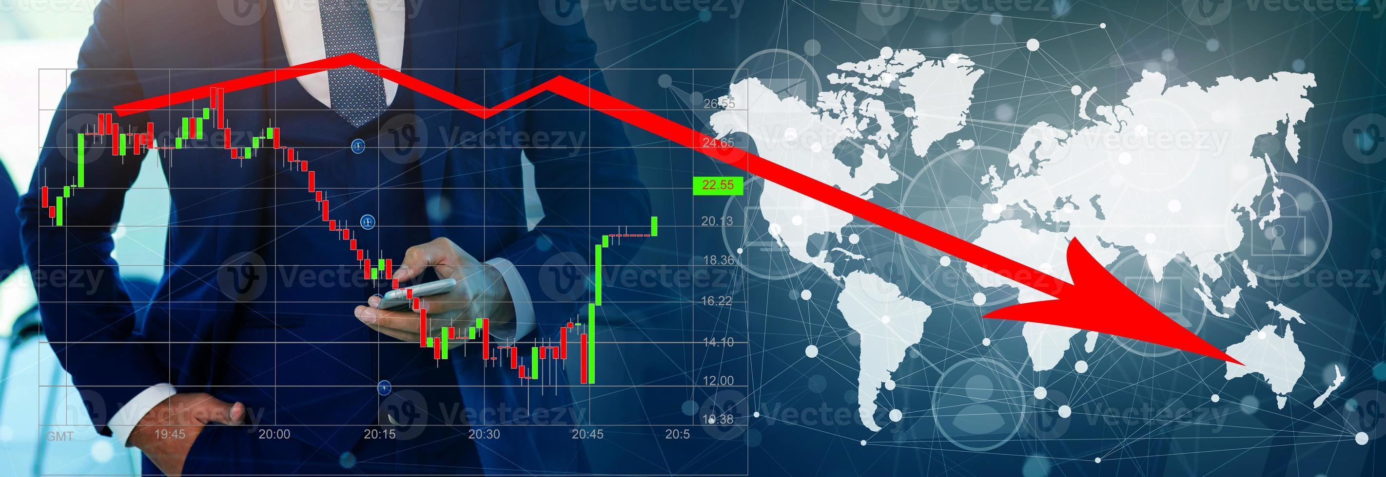 financieel concept. grafieken van financieel crisis 2020, kopiëren ruimte foto