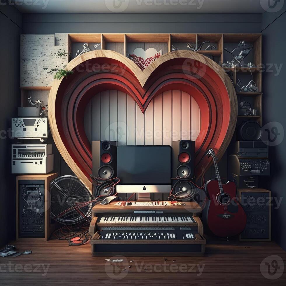 liefde themed muziek- studio mooi beeld generatief ai foto