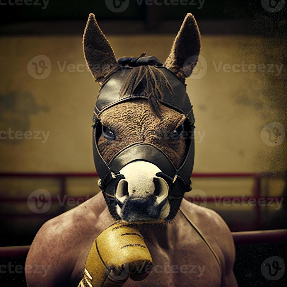 bokser met een ezel gezicht in boksen ring beeld foto