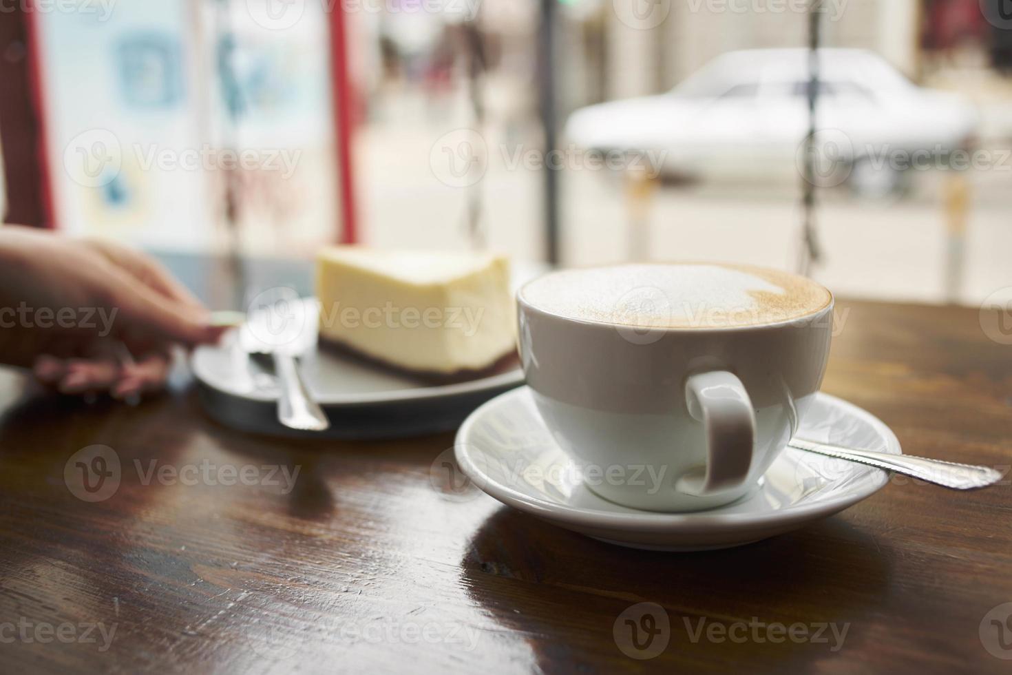 cafe taart kop van koffie ochtend- levensstijl communicatie foto