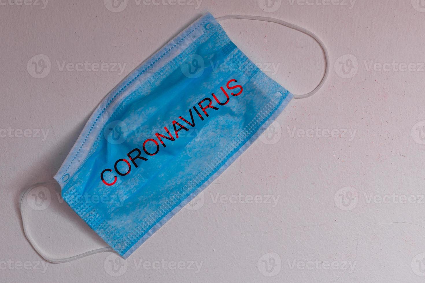 tekst uitdrukking coronavirus Aan een grijs achtergrond met beschermend maskers. roman coronavirus 2019-nCoV, mers-cov midden- oosten- ademhalings syndroom coronavirus. foto