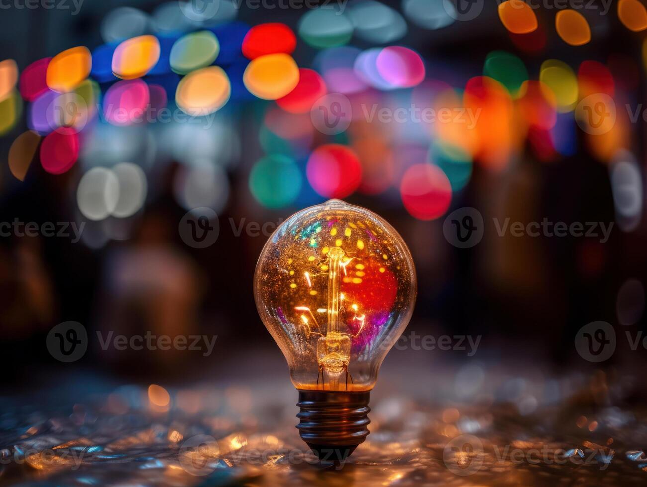 lamp met bokeh's in festival kleurrijk achtergrond gemaakt met generatief ai technologie foto