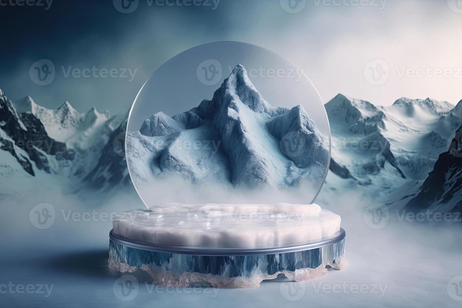 cirkel podium platform Product vitrine koel ijs thema gemaakt met generatief ai foto