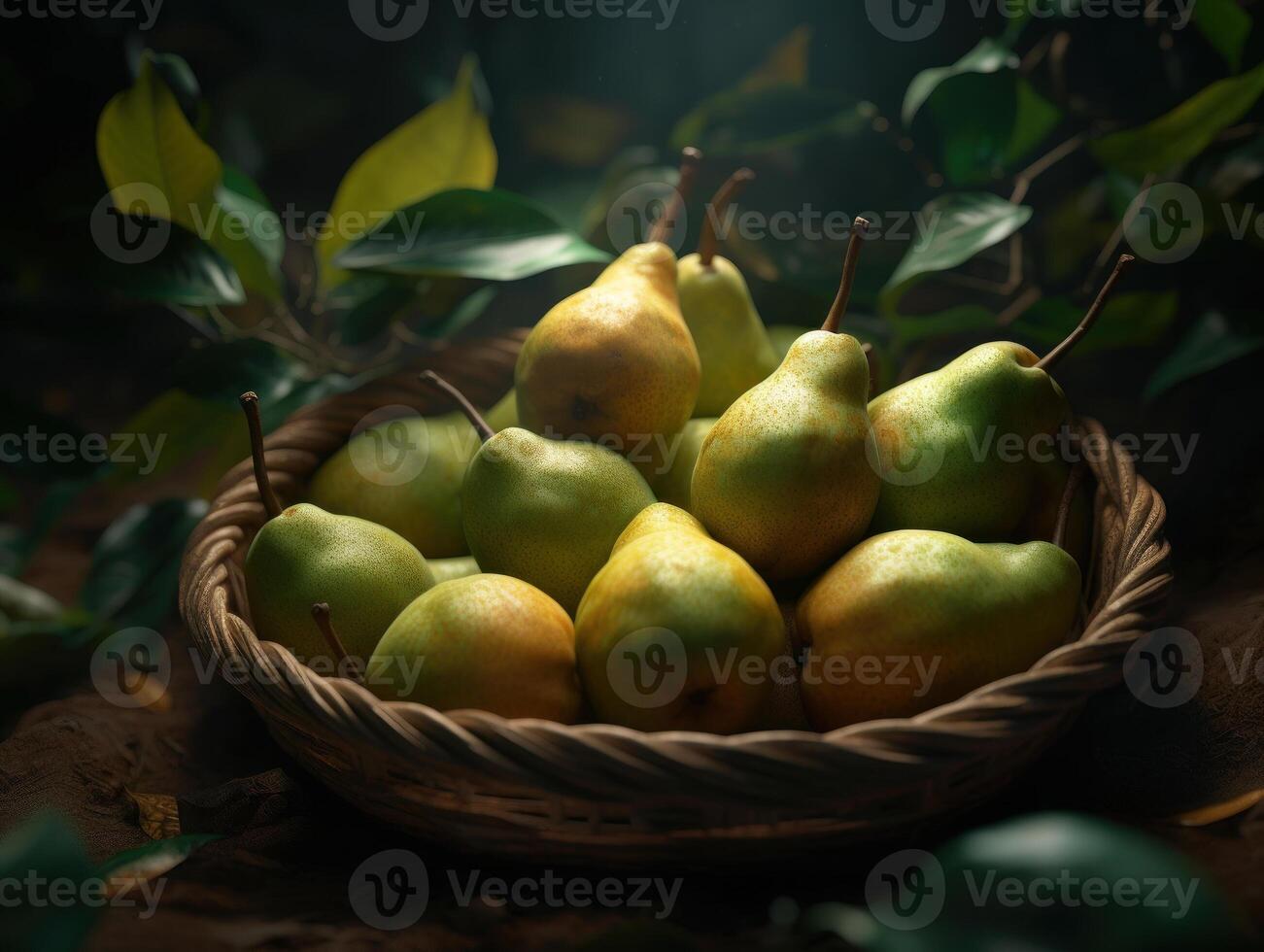 mooi biologisch achtergrond van vers geplukt peren gemaakt met generatief ai technologie foto