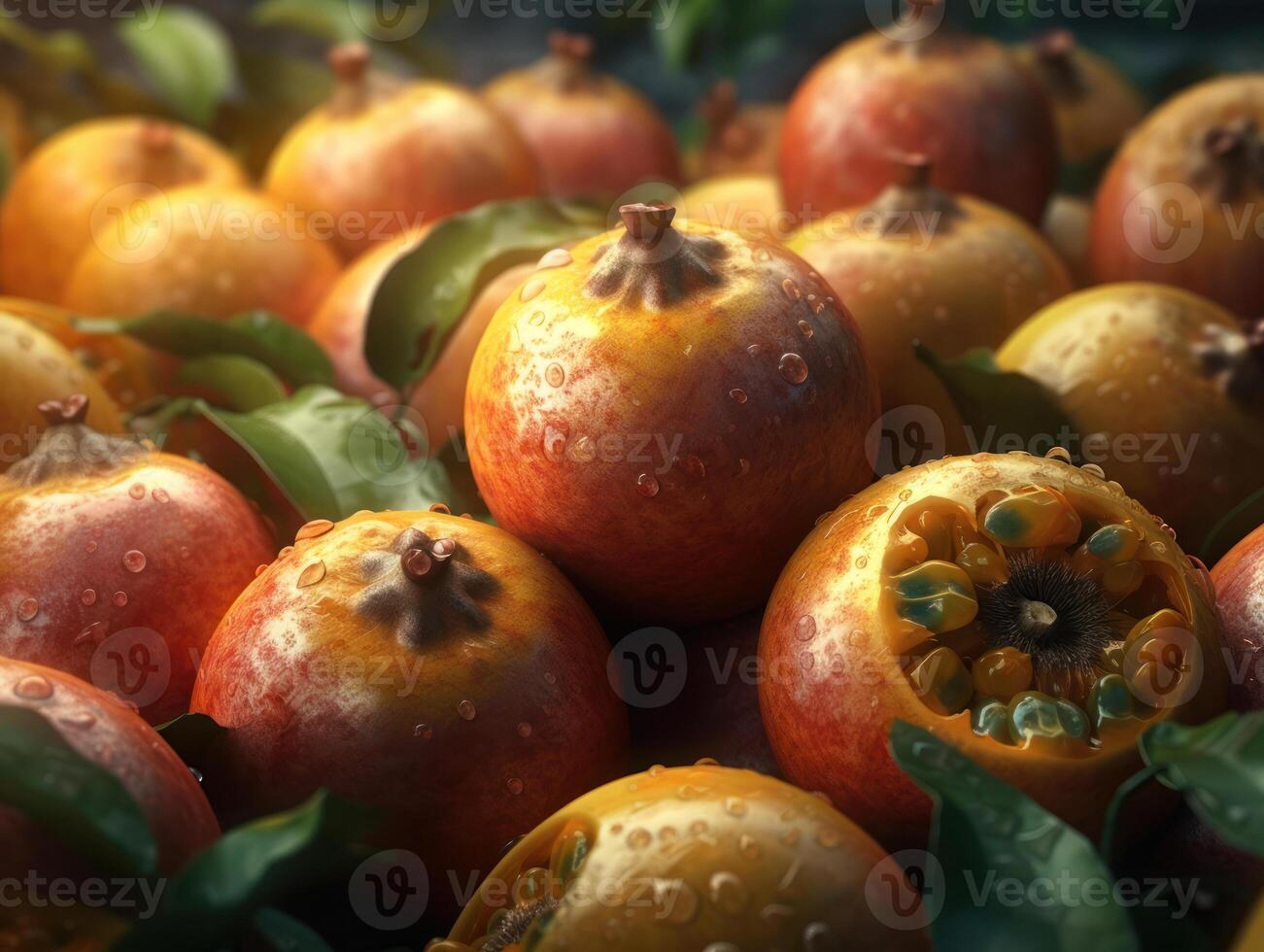 mooi biologisch achtergrond van vers geplukt passie fruit gemaakt met generatief ai technologie foto