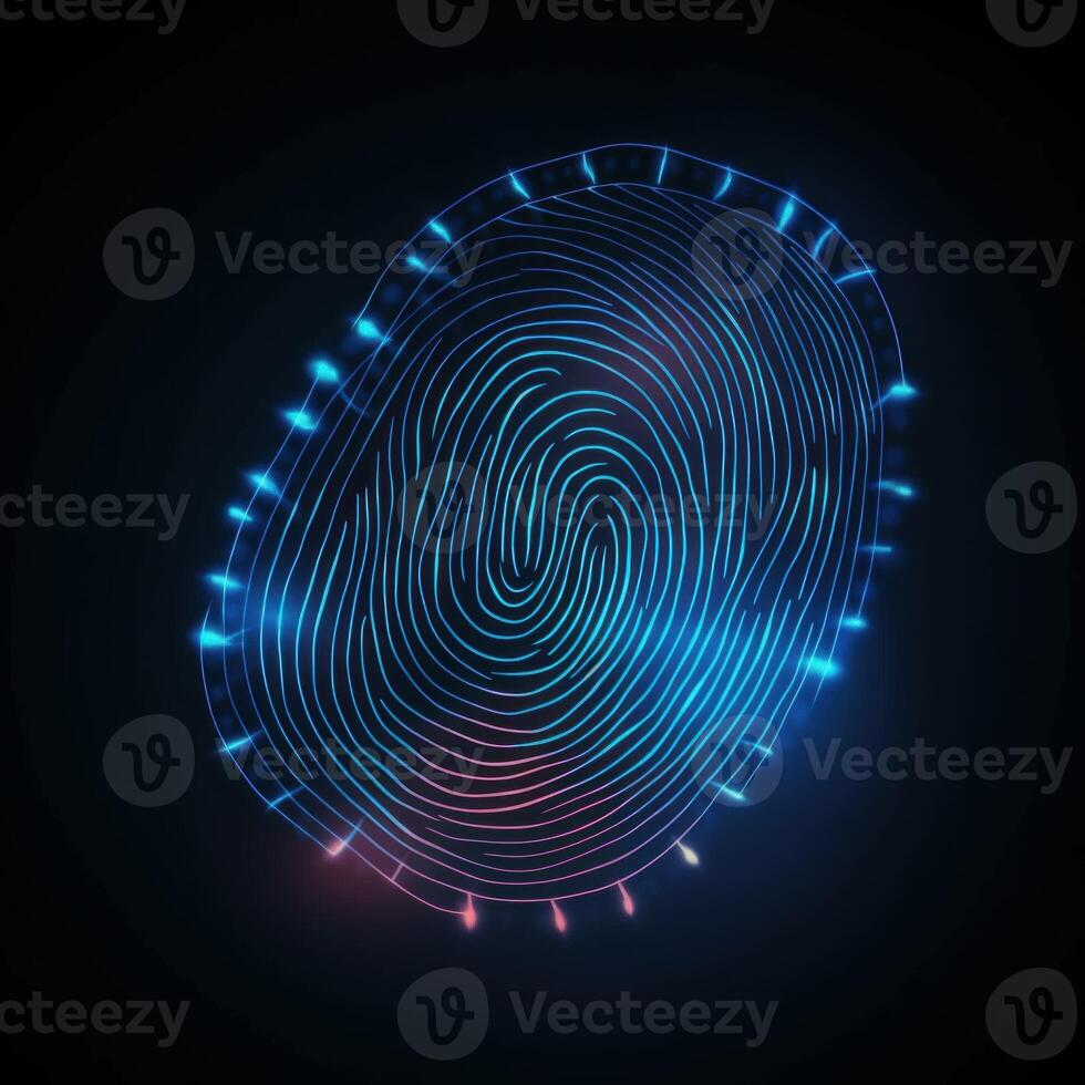 vingerafdruk, veiligheid toegang met biometrie identificatie. ,veiligheid internet concept. ai gegenereerd foto