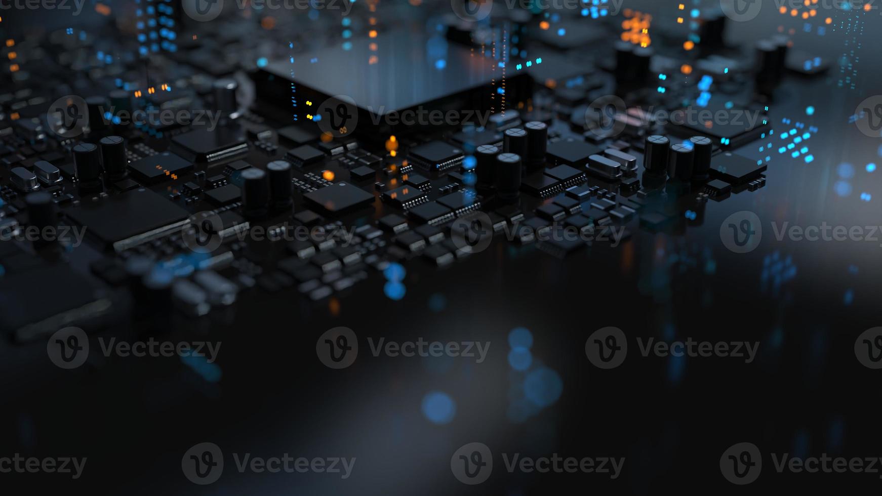 de verscheidenheid van verschillend types van chips en elektronisch componenten Aan de gedrukt stroomkring bord foto