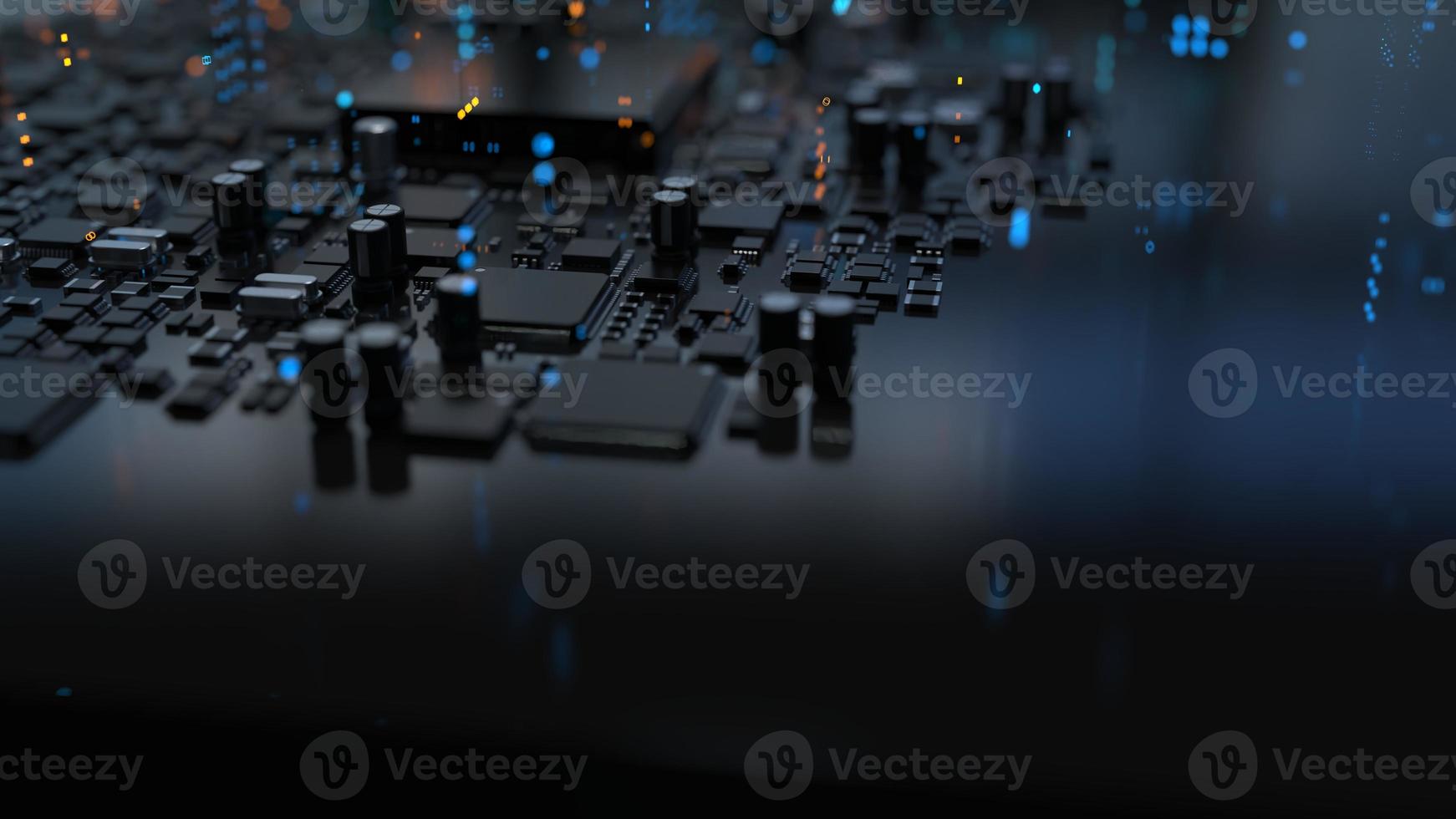 de verscheidenheid van verschillend types van chips en elektronisch componenten Aan de gedrukt stroomkring bord foto