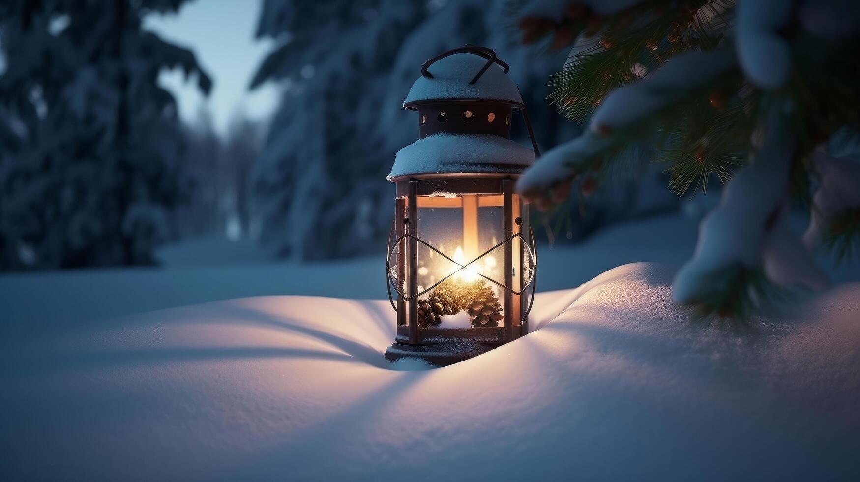 Kerstmis achtergrond met lantaarn. illustratie ai generatief foto