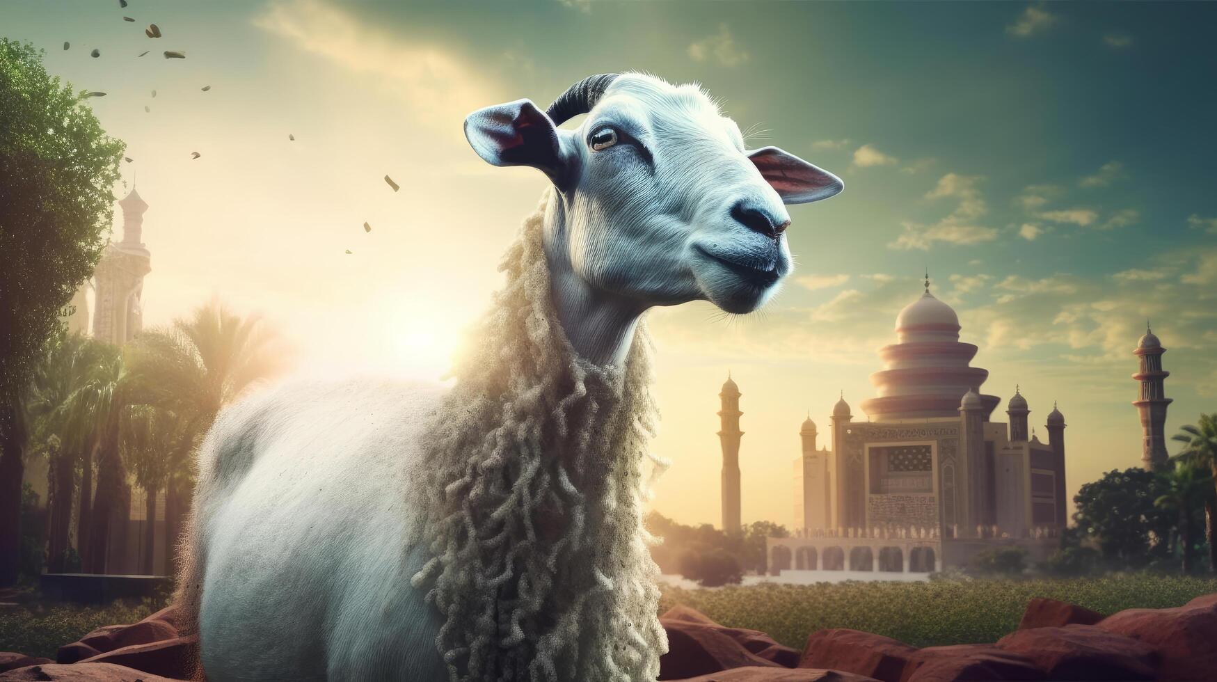 eid al adha mubarak achtergrond. illustratie ai generatief foto