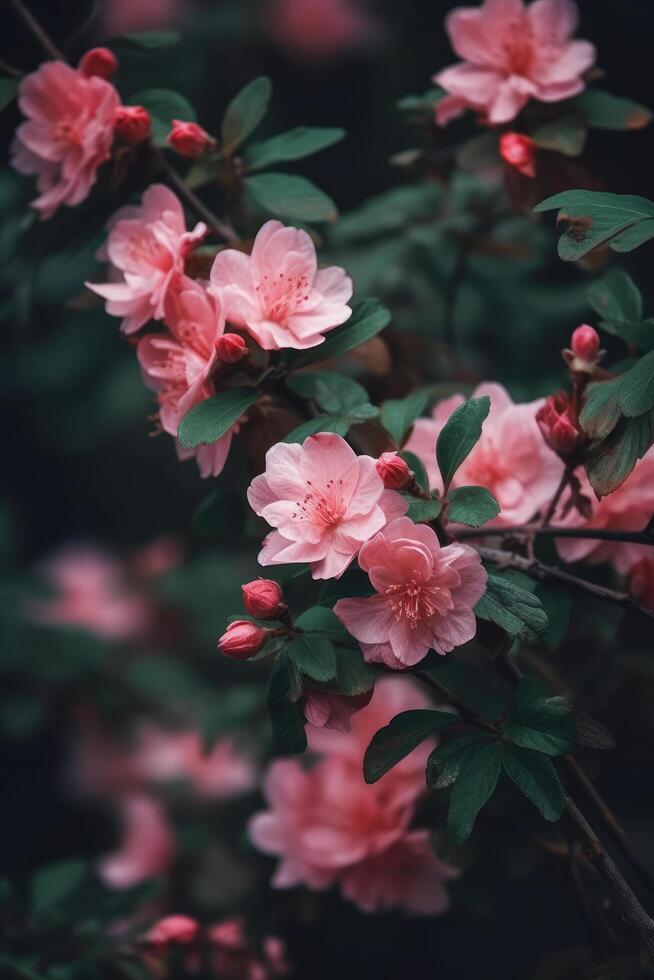 roze bloemen Aan boom. illustratie ai generatief foto