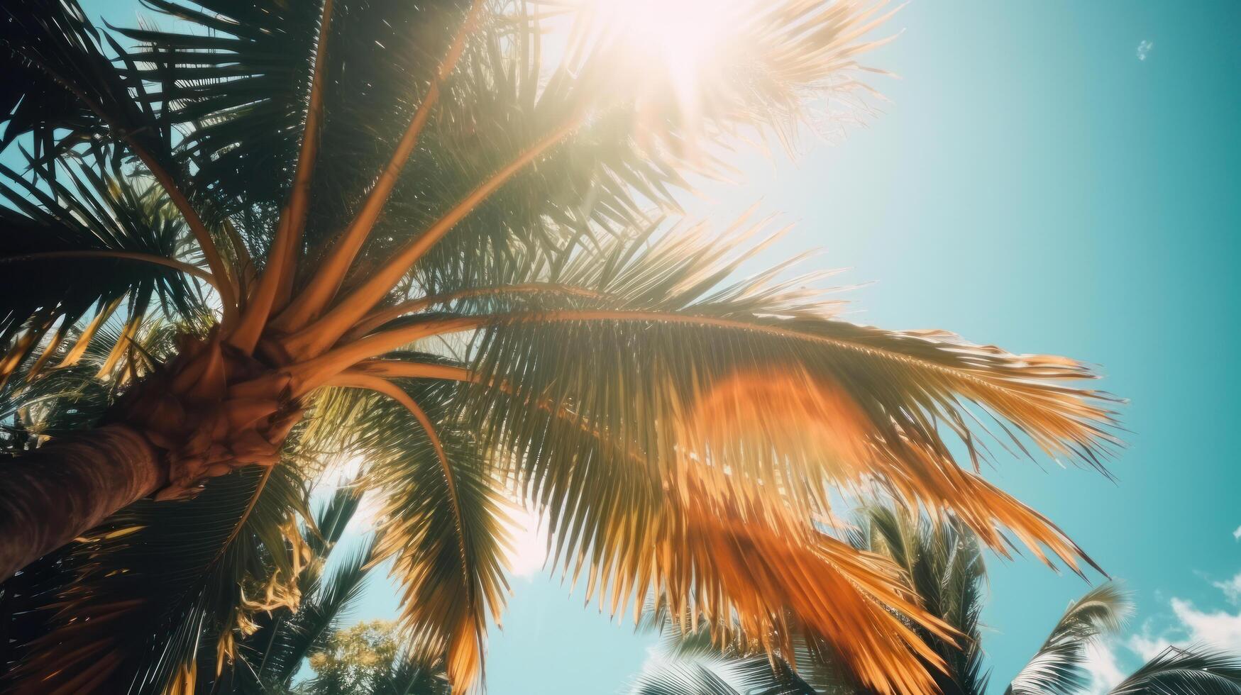 palm boom zonnig achtergrond. illustratie ai generatief foto