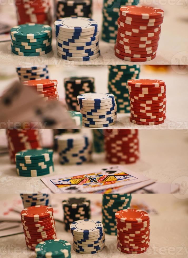 poker chips dichtbij omhoog visie foto