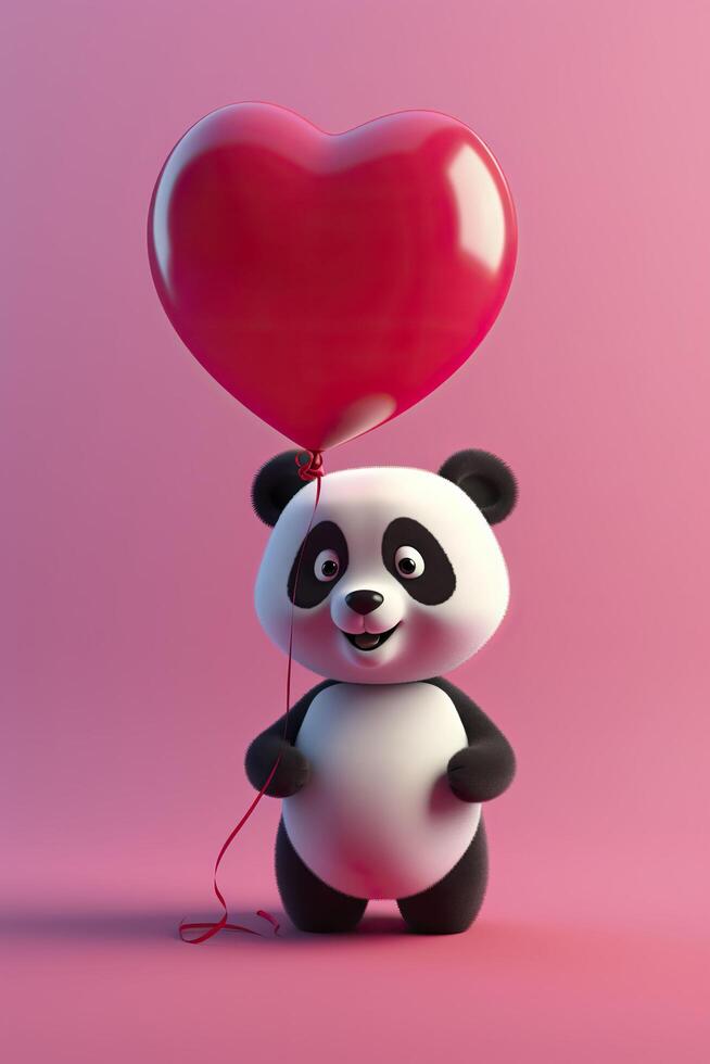 panda is Holding een ballon. generatief ai. foto